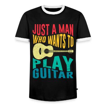 Musicien Seulement un homme qui aime jouer de la guitare - T-shirt contrasté Homme - noir/blanc - Devant - AI Model Female 172 light (172cm) & AI Model Male 178 light (178cm)