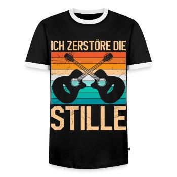 Ich zerstöre die Stille ich spiele Gitarre - Männer Kontrast-T-Shirt - Schwarz/Weiß - Vorne - AI Model Female 172 light (172cm) & AI Model Male 178 light (178cm)