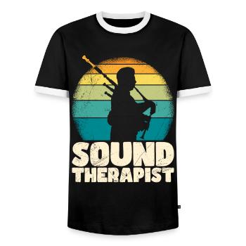 I am a sound therapist I play bagpipes - Men's Ringer Shirt - black/white - Front - AI Model Female 172 light (172cm) & AI Model Male 178 light (178cm)