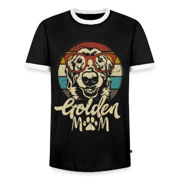 Golden Retriever Golden Mom Dogs Mama Mistress - Men's Ringer Shirt - black/white - Front - AI Model Female 172 light (172cm) & AI Model Male 178 light (178cm)