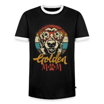 Golden Retriever Golden Mom Dogs Mama Mistress - Men's Ringer Shirt - black/white - Front - AI Model Female 172 light (172cm) & AI Model Male 178 light (178cm)