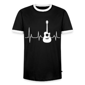 Musicien mon cœur bat pour guitare - T-shirt contrasté Homme - noir/blanc - Devant - AI Model Female 172 light (172cm) & AI Model Male 178 light (178cm)