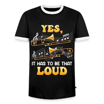 Musiker Ja das muss so laut ich spiele Posaune - Männer Kontrast-T-Shirt - Schwarz/Weiß - Vorne - AI Model Female 172 light (172cm) & AI Model Male 178 light (178cm)