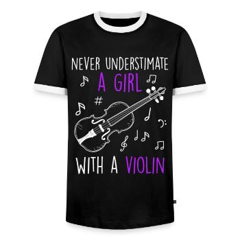 Don't underestimate a girl with a violin - Men's Ringer Shirt - black/white - Front - AI Model Female 172 light (172cm) & AI Model Male 178 light (178cm)