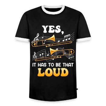 Musiker Ja das muss so laut ich spiele Posaune - Männer Kontrast-T-Shirt - Schwarz/Weiß - Vorne - AI Model Female 172 light (172cm) & AI Model Male 178 light (178cm)