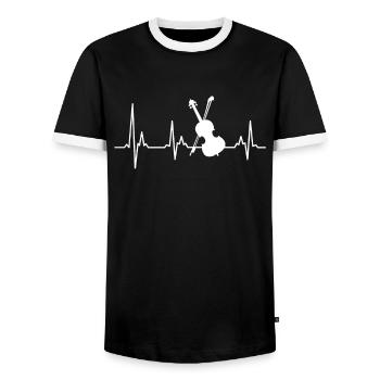 Musicien Musicien Mon cœur bat pour le violon - T-shirt contrasté Homme - noir/blanc - Devant - AI Model Female 172 light (172cm) & AI Model Male 178 light (178cm)