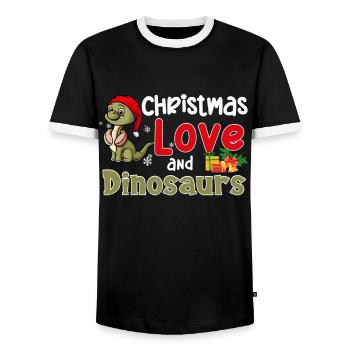 Ce garçon aime les dinosaures Enfants Garçon Dino - T-shirt contrasté Homme - noir/blanc - Devant - AI Model Female 172 light (172cm) & AI Model Male 178 light (178cm)
