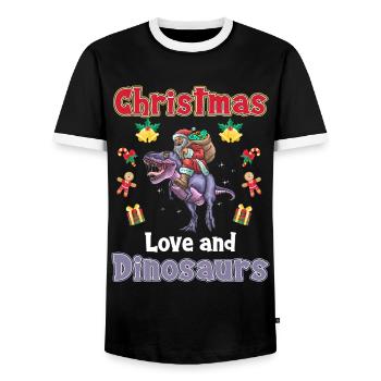 Ce garçon aime les dinosaures enfants garçon garçon Dino - T-shirt contrasté Homme - noir/blanc - Devant - AI Model Female 172 light (172cm) & AI Model Male 178 light (178cm)