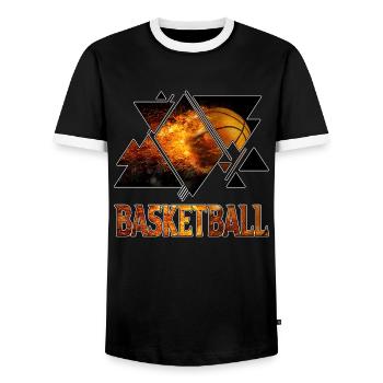 Basketball Fire Basketball Player Sports Player - Men's Ringer Shirt - black/white - Front - AI Model Female 172 light (172cm) & AI Model Male 178 light (178cm)