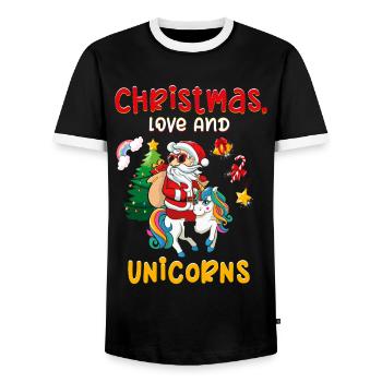 Einhorn Pferde Reitern Weihnachen Liebe Reiten - Männer Kontrast-T-Shirt - Schwarz/Weiß - Vorne - AI Model Female 172 light (172cm) & AI Model Male 178 light (178cm)