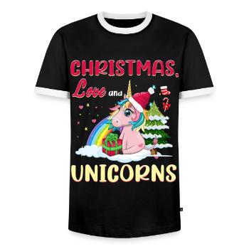 Einhorn Pferde Reitern Weihnachen Liebe Reiten - Männer Kontrast-T-Shirt - Schwarz/Weiß - Vorne - AI Model Female 172 light (172cm) & AI Model Male 178 light (178cm)