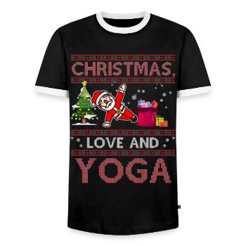 Yogini Yoga Meditation Weihnachten, Liebe und Yoga - Männer Kontrast-T-Shirt - Schwarz/Weiß - Vorne - AI Model Female 172 light (172cm) & AI Model Male 178 light (178cm)