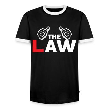 Gardener Lawn Mower Garden Lovers The Law - Men's Ringer Shirt - black/white - Front - AI Model Female 172 light (172cm) & AI Model Male 178 light (178cm)