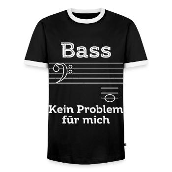 Bass ist kein Problem für mich Musik Noten - Männer Kontrast-T-Shirt - Schwarz/Weiß - Vorne - AI Model Female 172 light (172cm) & AI Model Male 178 light (178cm)