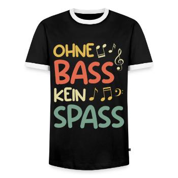 Music band without bass no fun sheet music - Men's Ringer Shirt - black/white - Front - AI Model Female 172 light (172cm) & AI Model Male 178 light (178cm)