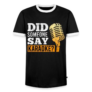 Quelqu'un a-t-il dit de chanter au karaoké - T-shirt contrasté Homme - noir/blanc - Devant - AI Model Female 172 light (172cm) & AI Model Male 178 light (178cm)