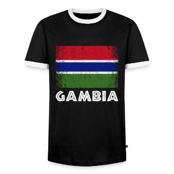 Gambian flag, Gambia - Männer Kontrast-T-Shirt - Schwarz/Weiß - Vorne - AI Model Female 172 light (172cm) & AI Model Male 178 light (178cm)