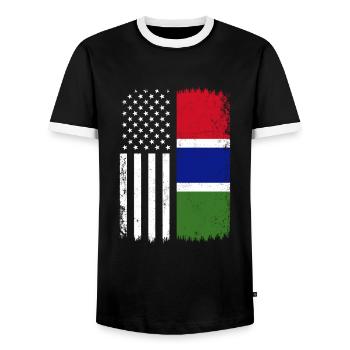 Gambian american flag, Gambia - Männer Kontrast-T-Shirt - Schwarz/Weiß - Vorne - AI Model Female 172 light (172cm) & AI Model Male 178 light (178cm)