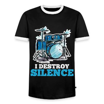 Ich zerstöre Stille mit meinem Schlagzeug - Männer Kontrast-T-Shirt - Schwarz/Weiß - Vorne - AI Model Female 172 light (172cm) & AI Model Male 178 light (178cm)