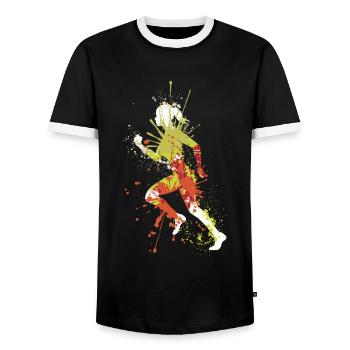 Splash Running Jogging Girl - T-shirt contrasté Homme - noir/blanc - Devant - AI Model Female 172 light (172cm) & AI Model Male 178 light (178cm)