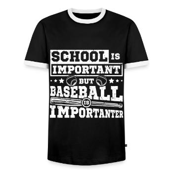 L’école est importante, mais le baseball est plus important - T-shirt contrasté Homme - noir/blanc - Devant - AI Model Female 172 light (172cm) & AI Model Male 178 light (178cm)