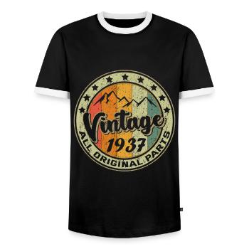 Vintage 1937 Retro 85 Jahre altes Geschenk 85. Geburtstag - Männer Kontrast-T-Shirt - Schwarz/Weiß - Vorne - AI Model Female 172 light (172cm) & AI Model Male 178 light (178cm)