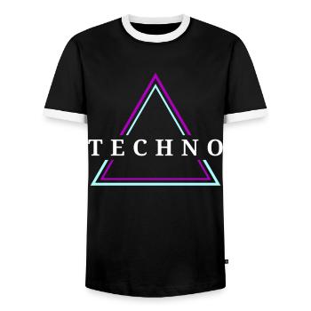 Techno House Party EDM Festival Goa Electro Rave - Männer Kontrast-T-Shirt - Schwarz/Weiß - Vorne - AI Model Female 172 light (172cm) & AI Model Male 178 light (178cm)
