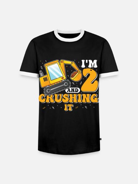 2nd birthday, 2 years old! Kids, Boy Boy Diggers - Men's Ringer Shirt - black/white