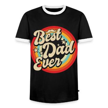 Retro Vintage Daddy 60s 70s 80s 90 Party Costume - Men's Ringer Shirt - black/white - Front - AI Model Female 172 light (172cm) & AI Model Male 178 light (178cm)