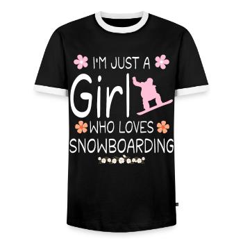 I m Just A Girl Who Loves Snowboarding - Men's Ringer Shirt - black/white - Front - AI Model Female 172 light (172cm) & AI Model Male 178 light (178cm)