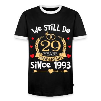 29. Hochzeitstag machen wir immer noch 29 Jahre seit - Männer Kontrast-T-Shirt - Schwarz/Weiß - Vorne - AI Model Female 172 light (172cm) & AI Model Male 178 light (178cm)