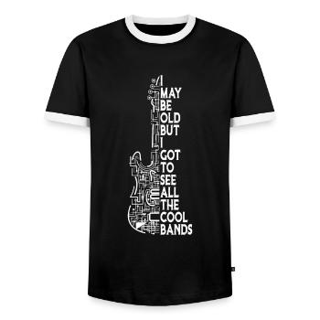 I May Be Old But I Got To See All The Cool Bands R - Men's Ringer Shirt - black/white - Front - AI Model Female 172 light (172cm) & AI Model Male 178 light (178cm)