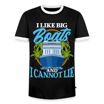 J’aime les gros bateaux et je ne peux pas mentir - - T-shirt contrasté Homme - noir/blanc - Devant - AI Model Female 172 light (172cm) & AI Model Male 178 light (178cm)