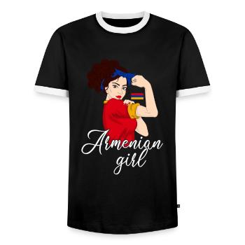 Armenian girl, armenia - Männer Kontrast-T-Shirt - Schwarz/Weiß - Vorne - AI Model Female 172 light (172cm) & AI Model Male 178 light (178cm)
