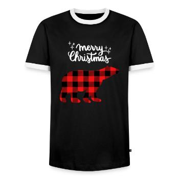 Joyeux Noël Drôle de Chemise de Noël - T-shirt contrasté Homme - noir/blanc - Devant - AI Model Female 172 light (172cm) & AI Model Male 178 light (178cm)