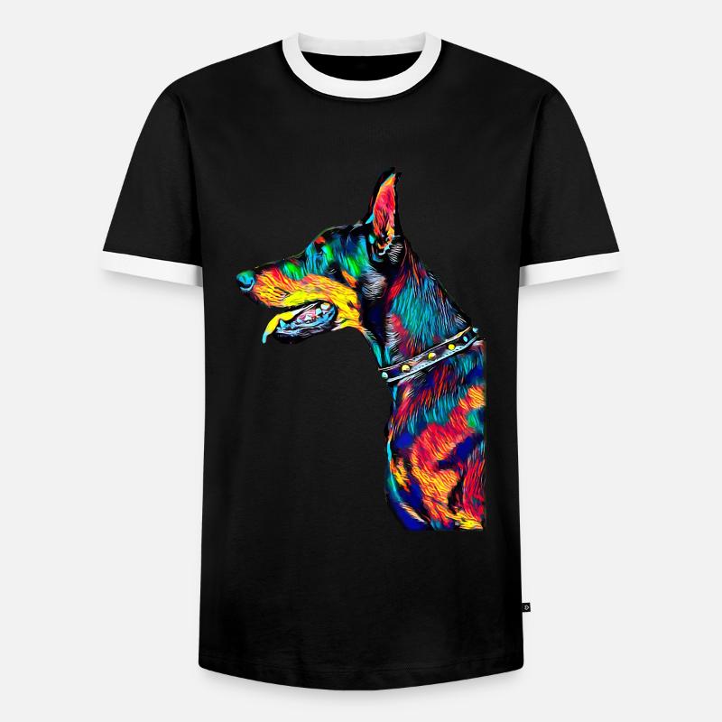 Dobermann - Männer Kontrast-T-Shirt - Schwarz/Weiß