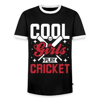 Cool girls play cricket - Männer Kontrast-T-Shirt - Schwarz/Weiß - Vorne - AI Model Female 172 light (172cm) & AI Model Male 178 light (178cm)