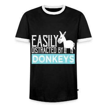 Esel leicht abgelenkt - Esel Geschenke für Donke - Männer Kontrast-T-Shirt - Schwarz/Weiß - Vorne - AI Model Female 172 light (172cm) & AI Model Male 178 light (178cm)