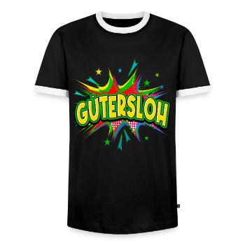 Gütersloh Germany City Pop Art Comic Art - Men's Ringer Shirt - black/white - Front - AI Model Female 172 light (172cm) & AI Model Male 178 light (178cm)