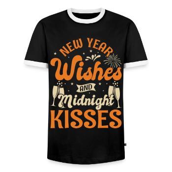 Réveillon du Nouvel An, Paix, Amour, Bonne Année - T-shirt contrasté Homme - noir/blanc - Devant - AI Model Female 172 light (172cm) & AI Model Male 178 light (178cm)