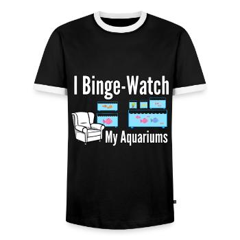 Aquarium Fish Lovers Binge Watch Multiple Fish Tan - Men's Ringer Shirt - black/white - Front - AI Model Female 172 light (172cm) & AI Model Male 178 light (178cm)