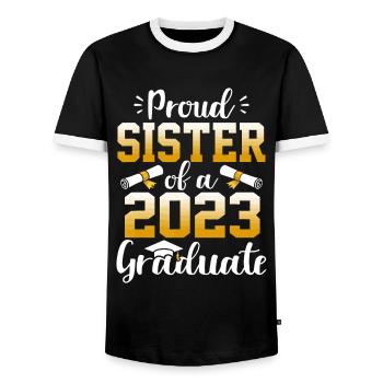 Stolze Schwester einer Klasse von 2023 Absolventen Senior Gr - Männer Kontrast-T-Shirt - Schwarz/Weiß - Vorne - AI Model Female 172 light (172cm) & AI Model Male 178 light (178cm)