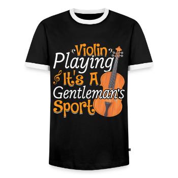 Jouer du violon, c’est un sport de gentleman. - T-shirt contrasté Homme - noir/blanc - Devant - AI Model Female 172 light (172cm) & AI Model Male 178 light (178cm)