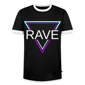 Rave Techno House Party EDM Festival Goa Electro - Männer Kontrast-T-Shirt - Schwarz/Weiß - Vorne - AI Model Female 172 light (172cm) & AI Model Male 178 light (178cm)
