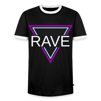 Rave Techno House Party EDM Festival Goa Electro - Men's Ringer Shirt - black/white - Front - AI Model Female 172 light (172cm) & AI Model Male 178 light (178cm)