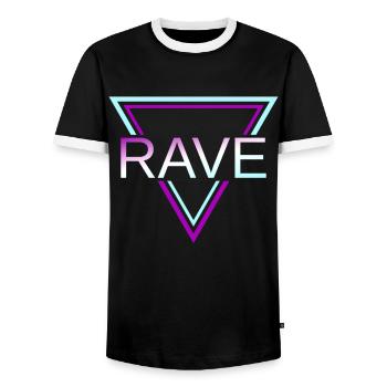 Rave Techno House Party EDM Festival Goa Electro - Männer Kontrast-T-Shirt - Schwarz/Weiß - Vorne - AI Model Female 172 light (172cm) & AI Model Male 178 light (178cm)