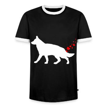 Valentinstag Deutscher Schäferhund Besitzer Herz Hund Far - Männer Kontrast-T-Shirt - Schwarz/Weiß - Vorne - AI Model Female 172 light (172cm) & AI Model Male 178 light (178cm)