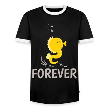 Petite amie, petit ami, homme, partenaire de la Saint-Valentin - T-shirt contrasté Homme - noir/blanc - Devant - AI Model Female 172 light (172cm) & AI Model Male 178 light (178cm)