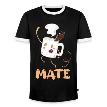 Petite amie, petit ami, homme, partenaire de la Saint-Valentin - T-shirt contrasté Homme - noir/blanc - Devant - AI Model Female 172 light (172cm) & AI Model Male 178 light (178cm)