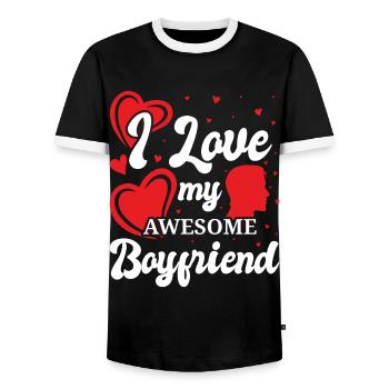 Petite amie, petit ami, homme, partenaire de la Saint-Valentin - T-shirt contrasté Homme - noir/blanc - Devant - AI Model Female 172 light (172cm) & AI Model Male 178 light (178cm)